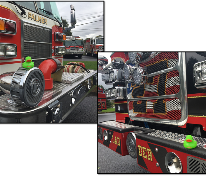 SERVPRO rubber duck on the bumper of fire engine