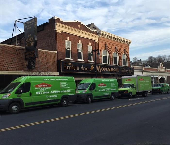 SERVPRO fleet in front of a center city furniture store