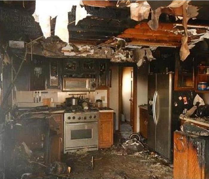 Kitchen in total disarray after a very damaging kitchen fire