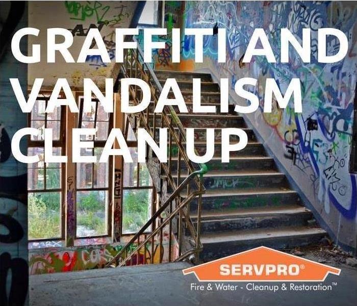 Graffiti and Vandalism Clean Up SERVPRO - graffiti covered stairs in the background