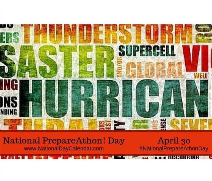 Words describing different types of weather events - National Preparedness Day advertisement